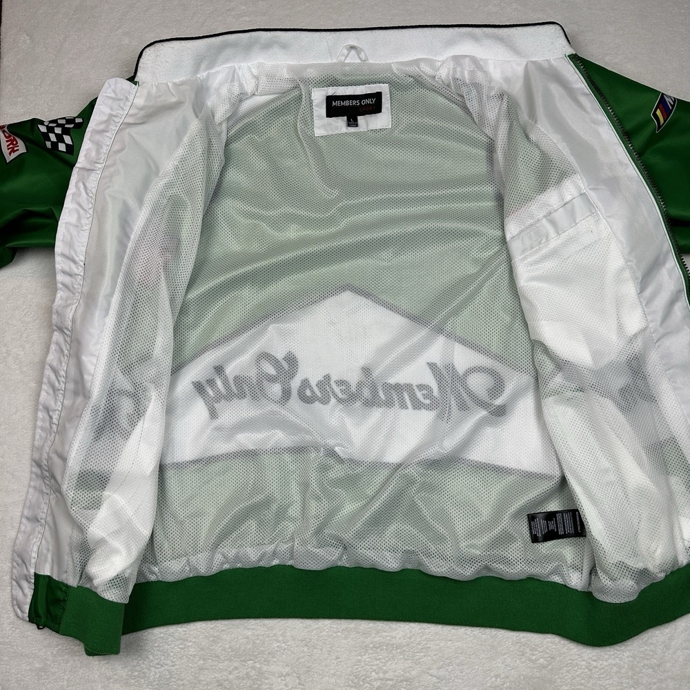 Members Only Sport Jacket Men's Large Green White MCMLXXV Racing Track Jacket - Picture 5 of 8